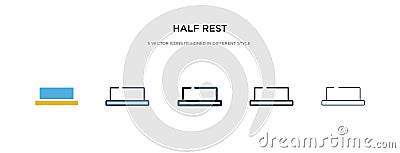 Half rest icon in different style vector illustration. two colored and black half rest vector icons designed in filled, outline, Vector Illustration