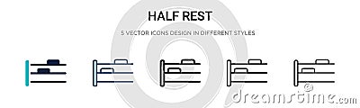 Half rest icon in filled, thin line, outline and stroke style. Vector illustration of two colored and black half rest vector icons Vector Illustration