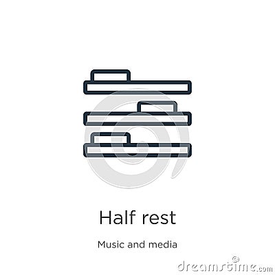 Half rest icon. Thin linear half rest outline icon isolated on white background from music and media collection. Line vector sign Vector Illustration