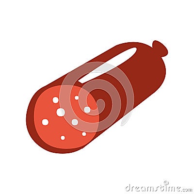 Half Of Salami Sausage Primitive Cartoon Icon, Part Of Pizza Cafe Series Of Clipart Illustrations Vector Illustration