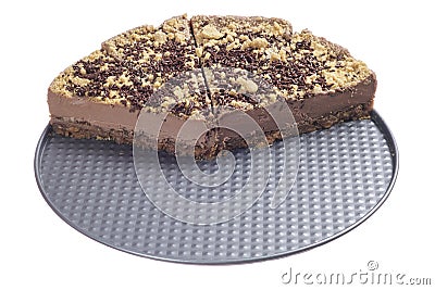 Half sliced chocolate cheesecake Stock Photo