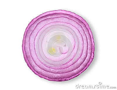 Half sliced red onion isolated on white background, flat lay Stock Photo