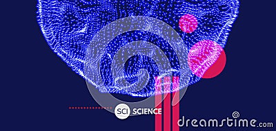 The half-sphere consisting of points. Abstract grid. Array with dynamic particles. Modern science and technology element. Vector Vector Illustration