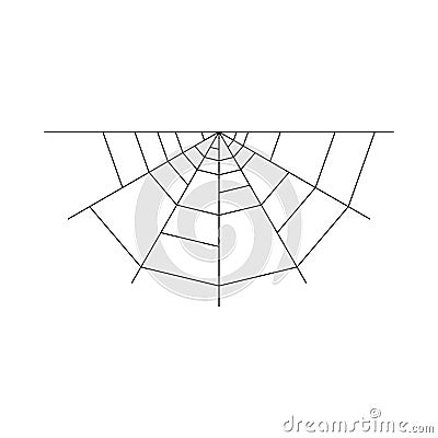 Half spider web isolated on white background. Halloween spiderweb element. Cobweb line style. Vector illustration for any design Vector Illustration