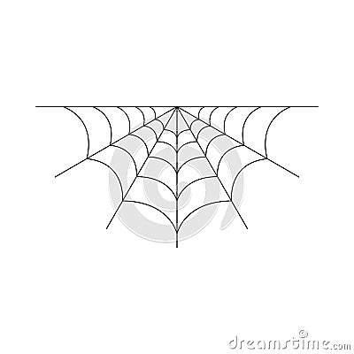 Half spider web isolated on white background. Halloween spiderweb element. Cobweb line style. Vector illustration for any design Vector Illustration