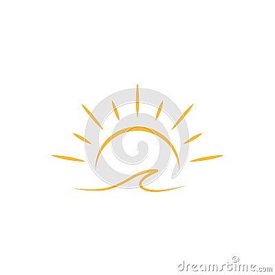 A half sun is setting downwards icon vector sunset concept for graphic design, logo, web site, social media, mobile app, ui Vector Illustration