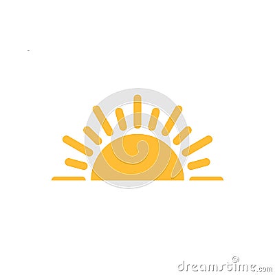 A half sun is setting downwards icon vector sunset concept for graphic design, logo, web site, social media, mobile app, ui illust Vector Illustration