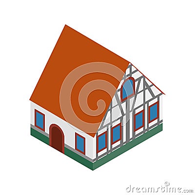 Half timbered house in Germany isometric 3d icon Stock Photo