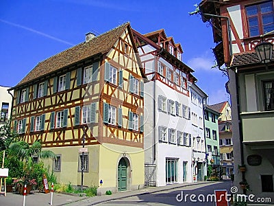 Half-timbered Houses in Constance, Baden-Wuertemberg, Germany Stock Photo