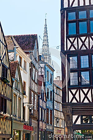 Half-Timbered Houses in Rouen Stock Photo