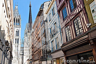 Half-Timbered Houses in Rouen Stock Photo