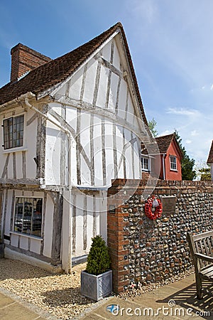 Half-timbered medieval cottage in Lavenham, Suffol Stock Photo