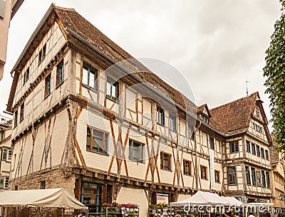Half-timbered old house in Tubingen, Germany Editorial Stock Photo