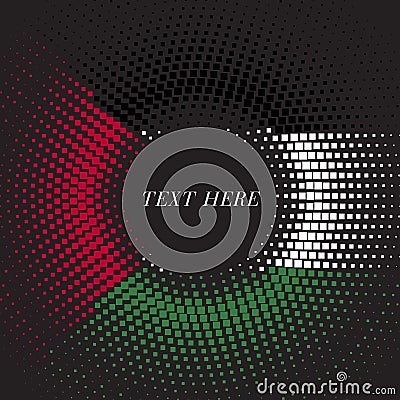 Half tone square round gradient template Palestine flag Vector Illustration