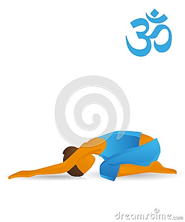 Half-tortoise yoga pose Vector Illustration