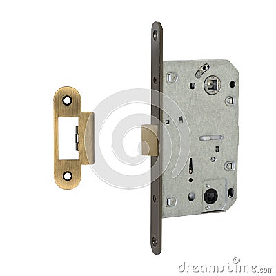 Half-turn internal latch in combination color with rubber tongue to isolate noise Stock Photo