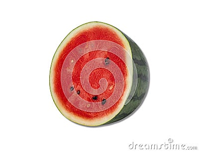 Half watermelon with seeds isolated Stock Photo