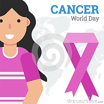 Half a woman and cancer pink sign Cartoon Illustration
