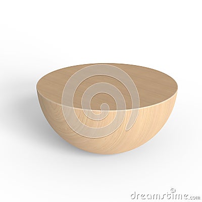 Half of wooden sphere. Hemisphere. Geometric shape. Isolated on white background. Stock Photo