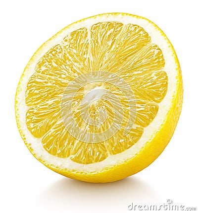 Half of yellow lemon citrus fruit isolated on white Stock Photo