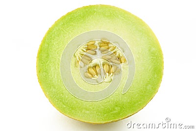 Half of yellow melon cantaloupe Stock Photo