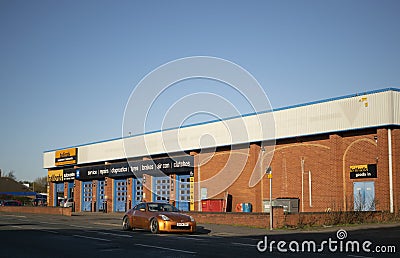 Halfords facade. 18 January 2020 Grantham, Linconshire,Uk. Editorial Stock Photo