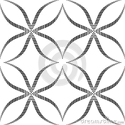 Halftone Abstract Flowers Geometric Vector Seamless Pattern. Vector Illustration