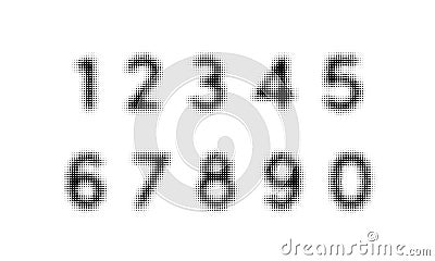 Halftone alphabet font vector dot numbers Vector Illustration