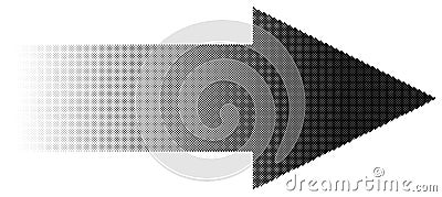 Halftone arrow with fading gradient. Half-tone arrow shape Vector Illustration