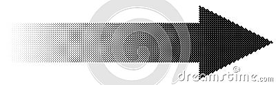 Halftone arrow with fading gradient. Half-tone arrow shape Vector Illustration