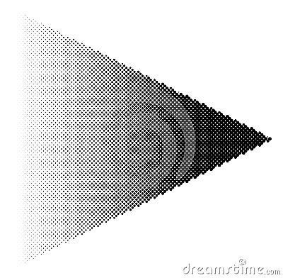 Halftone arrow with fading gradient. Half-tone arrow shape Vector Illustration