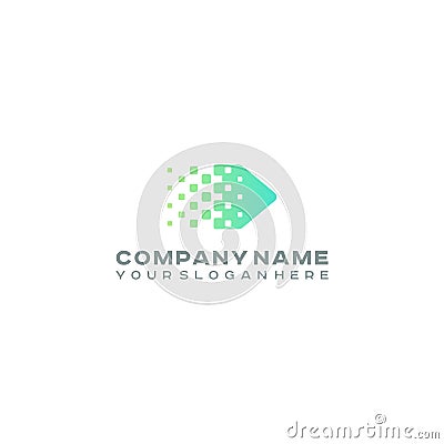 Halftone Arrow logo, Colorful gradient dots, pixels technology and digital logotype Vector Illustration