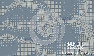 Halftone background design with gray monochrome space abstraction. Abstract printing raster of spheres Vector Illustration