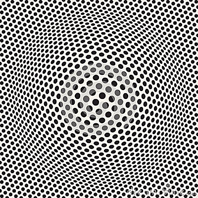 Halftone bloat effect optical illusion. Abstract geometric background design. Vector seamless retro pattern. Stock Photo