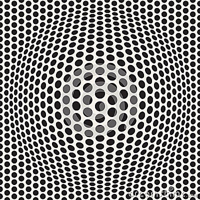 Halftone bloat effect optical illusion. Abstract geometric background design. Vector seamless retro pattern. Stock Photo