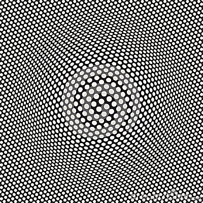 Halftone bloat effect optical illusion. Abstract geometric background design. Vector seamless retro pattern. Stock Photo