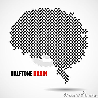 Halftone brain isolated on white background Vector Illustration