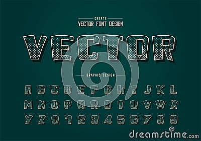 Halftone circle font and alphabet vector, Digital cartoon bold typeface and number design Vector Illustration