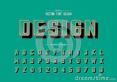 Halftone circle font and bold alphabet vector, Digital typeface and number design, Graphic text background Vector Illustration