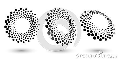 Halftone circle frame, abstract dots logo emblem design element for any projects. Round border icon Vector Illustration