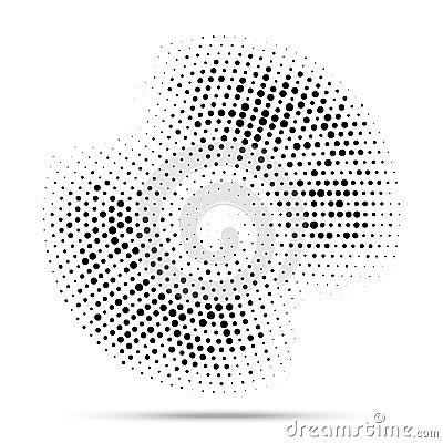 Halftone circle frame dotted background. Round border using halftone random circle dots raster texture. Grunge. Vector. Vector Illustration