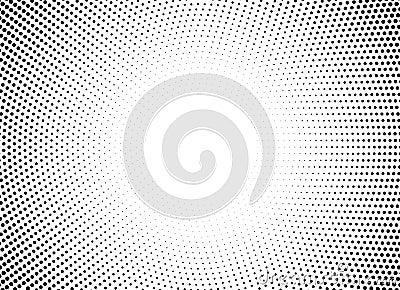 Halftone circle frame horizontal background. Black circular border using halftone dots texture. Vector illustration. Vector Illustration