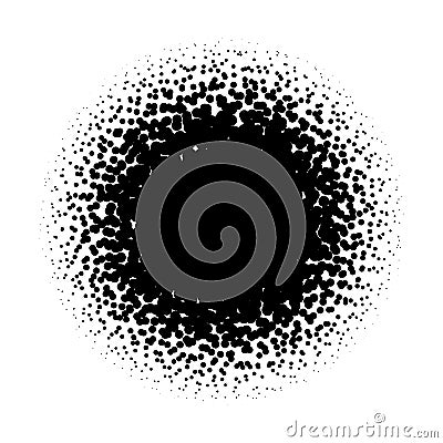 Halftone circle of random sprayed black dots. Vector illustration on white background Vector Illustration