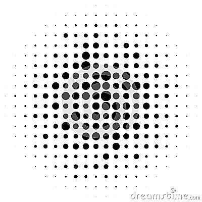 Halftone circles, halftone dots pattern. Monochrome half-tone Vector Illustration