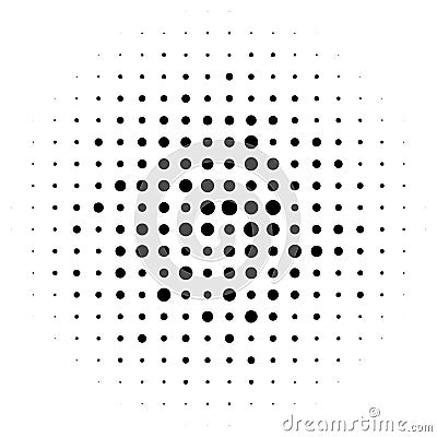 Halftone circles, halftone dots pattern. Monochrome half-tone Vector Illustration