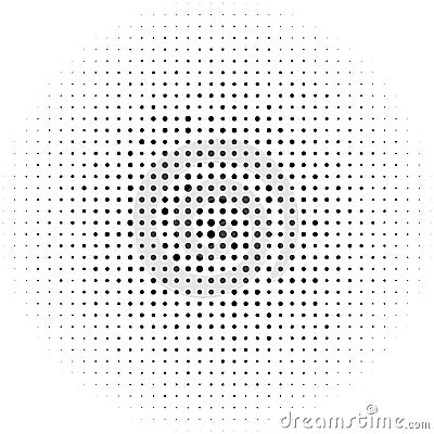 Halftone circles, halftone dots pattern. Monochrome half-tone Vector Illustration