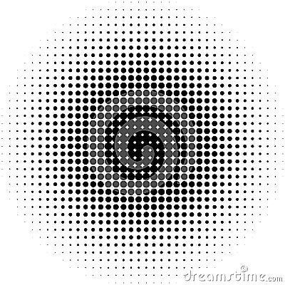 Halftone circles, halftone dots pattern. Monochrome half-tone Vector Illustration