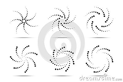 Halftone circular dotted frame set. Circle dots icons. Logo design element. Emblems circle dots texture. Vector. Vector Illustration