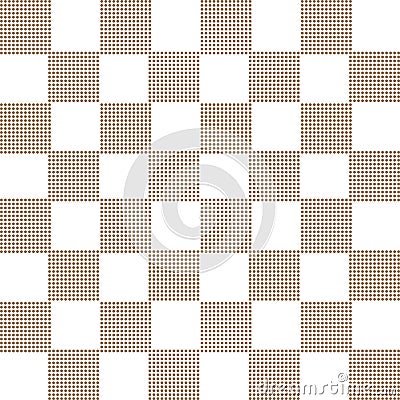 Halftone colorful seamless retro pattern brown check square cross geometry Vector Illustration