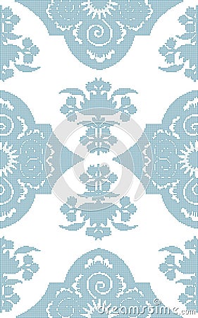 Halftone colorful seamless retro pattern oriental China blue Vector Illustration